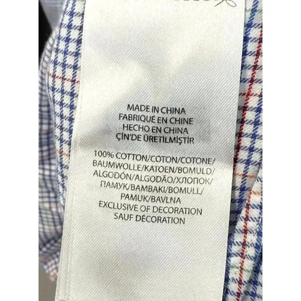 Polo Ralph Lauren Men's Sz Large Blue Plaid Long Sleeve Cotton Button Up Shirt‎